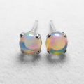 エチオピアンオパールピアス 天然石＜10月誕生石＞ 4mm シルバー SV925（1ペア）