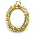 ペンダント オーバル空枠 チャームクラウン・ロープ（ベゼルセッティング/カボション用）14×10mm（真鍮ブラス・ゴールドカラー）5個