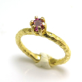 ロードライトガーネット リング 天然石 指輪 4mm 真鍮ブラス・ゴールドカラー
