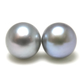 淡水パールピアス真珠（シルバーブルーグレー系）ボタン10mm「14kgf（ゴールドフィルド）」（1ペア）
