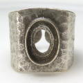 指輪 ハンマードリング 石枠空枠 オーバル 皿 12.2×8.5mm  銀古美（真鍮ブラス シルバーカラー）1個