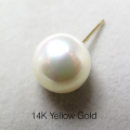 貝パールピアス（国産貝ミガキパール）/ラウンド10mm/14K（14金イエローゴールド）（1ペア）