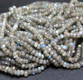 天然石ビーズ ラブラドライト/ラウンデル・ボタンカット3～4mm（約32センチ）（1連）