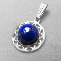 ラピスチャーム ペンダントトップ・バチカン付  天然石チャーム＜12月誕生石＞（カボション8mm）シルバーSV925（1個）