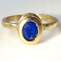 ラピスラズリ 指輪 リング オーバル 楕円 天然石 7×5mm 真鍮ブラス・ゴールドカラー 1個