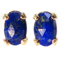 ラピスラズリ 天然石ピアス 6×4mm 14kgf カボションピアス ローズカット「ゴールドフィルド」1ペア