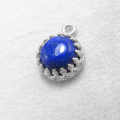 ラピスラズリ 天然石 シルバー ＜12月誕生石＞ペンダントクラウン ラウンド・8mm（真鍮ブラス・シルバーカラー）（1個）