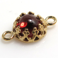 天然石コネクター ガーネット（モザンビーク）（ベゼルセッティング/カボション）ラウンド6mm（真鍮ブラス・ゴールドカラー）1個