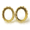 ピアス 空枠 石枠 オーバル クラウン（ベゼル/カボション）10×8mm（真鍮ブラス・ゴールドカラー）1ペア