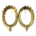 ピアス 空枠 石枠 オーバル クラウン カン付き（ベゼル/カボション）14×10mm（真鍮ブラス・ゴールドカラー）1ペア