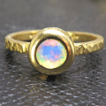 エチオピアンオパール指輪  リング 天然石 6mm ラウンド ＜10月誕生石＞真鍮ブラス・ゴールドカラー（1個）