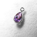 アメジスト チャーム 天然石＜2月誕生石＞（ペア6×4mm）ベゼル シルバーSV925（1個）