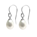 淡水真珠 パールピアス（フレンチフックピアス・ボールエンド）エッグ（ライス）（ホワイト系）7～8mm シルバーSV925（1ペア）