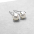 淡水パールピアス（真珠）ピアス SV925 シルバー（4mmカボション・4本爪）（1ペア）