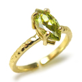 キュービックジルコニア リング 指輪 CZ ペリドット（マーキス 10×5mm）（真鍮ブラス・ゴールドカラー）