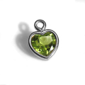 ペリドット ハートチャーム 天然石＜8月誕生石＞5mm ベゼル シルバー SV925（1個）