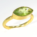 ペリドット 指輪 天然石 リング（12×6mm）真鍮ブラス・ゴールドカラー