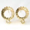 ピアス 空枠 石枠 ラウンド クラウン カン付（ベゼル/カボション）8mm（真鍮ブラス・ゴールドカラー）1ペア