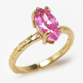 キュービックジルコニア リング 指輪 CZ ピンク（マーキス 10×5mm）（真鍮ブラス・ゴールドカラー）