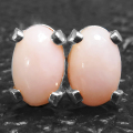 ピンクオパール ピアス 天然石 6×4mm カボション オーバル シルバーSV925 1ペア