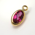 14kgfチャーム/天然石チャームピンクトパーズ（処理石）＜11月誕生石＞ オーバル6×4mmベゼル「ゴールドフィルド」（1個）