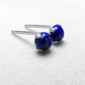 ラピスラズリ カボションピアス 天然石＜12月誕生石＞ 4mm シルバーSV925（1ペア）
