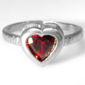 ガーネット 指輪 リング 天然石 ハート 6mm 真鍮ブラス・シルバーカラー 1個
