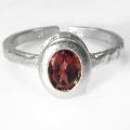 ガーネット 指輪 リング オーバル 楕円 天然石 7×5mm 真鍮ブラス・シルバーカラー 1個