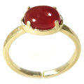 レッドオニキス 天然石 指輪 ハンマードリング（4本爪 カボションオーバル横8×6mm）真鍮ブラス・ゴールドカラー