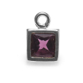 ロードライトガーネット天然石チャーム（スクエア4mm）ベゼル シルバーSV925（1個）