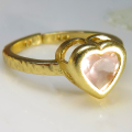 ローズクオーツ  指輪 ハート リング 天然石 6mm 真鍮ブラス・ゴールドカラー 1個