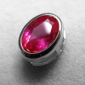 ルビー チャーム ベゼル/合成石【ルビーコランダム/火炎溶融法】（オーバル8×6mm）シルバーSV925（1個）