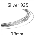 シルバーワイヤー SV925 ラウンド（ハーフハード）【0.3mm×300センチ】