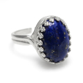 ラピスラズリ 指輪 天然石リング＜12月誕生石＞（カボションオーバル・14×10mm）（真鍮ブラス・シルバーカラー）