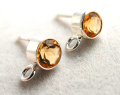 SV925ポストピアス（カン付）【4mm/天然石シトリン＜11月誕生石＞】 （1ペア/2個）