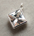 SV925シルバーチャーム/キュービックジルコニア（スクエア6mm）（1個）