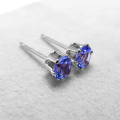 タンザナイトピアス 天然石＜12月誕生石＞6本爪ポストピアス（ラウンド4mm）SV925シルバー（1ペア）
