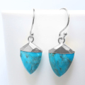 ターコイズ ピアス シルバー 天然石 17×10mmシャークトゥース  ペアシェイプ・フレンチフックピアス SV925 1ペア