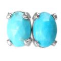 ターコイズピアス 天然石 ローズカット オーバル 6×4mm シルバー SV925 1ペア