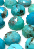 ターコイズ（スタビライズド） アリゾナ州　ローズカット 天然石ルース カボション（ラウンド）6mm（3個）