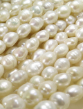 真珠 淡水パール ビーズ（ホワイト系）ライス～バロック（5.2～6.2mm玉）1連