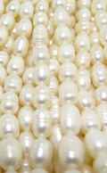 淡水パール ライス 真珠 ビーズ（ホワイト系）6～7mm玉（2連）