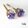 ブルー YAG BLUE ヤグ（イットリウム アルミニウム ガーネット）合成ガーネット ピアス 14K（14金）（ラウンド3mm）1ペア