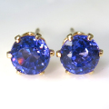 ブルー YAG（イットリウム アルミニウム ガーネット）合成ガーネット ピアス 14kgf（ラウンド5mm）1ペア
