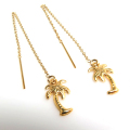 14kgf ヤシの木 チェーンピアス モチーフ （ゴールドフィルド）（1ペア）
