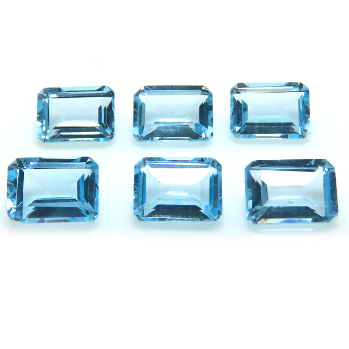 ブルートパーズ（スカイ）天然石ルース　エメラルド/オクタゴン【7×5mm】ファセットカット（50個）