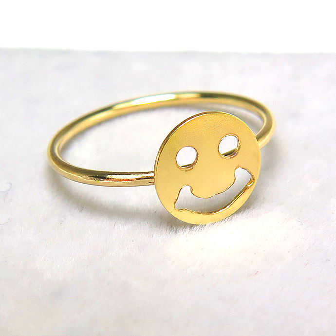 モチーフリング（14kgf指輪）（スマイル）（サイズ目安：10号）「ゴールドフィルド」（1個）