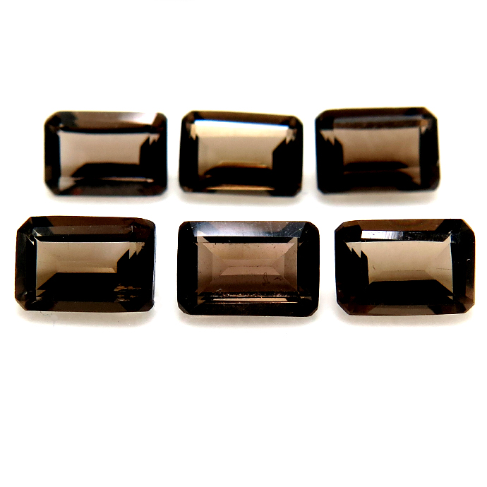 スモーキークオーツ 天然石ルース レクタングルカット オクタゴン 【10×8mm】ファセットカット（10個）
