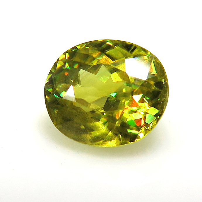天然石ルース（裸石） スフェーン マダガスカル産/非加熱 オーバル【7.06×6.10×4.12mm】ファセットカット（1個）