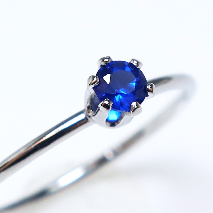 スピネル指輪 合成石 シルバーリング＜8月誕生石＞（AAA）3mm（ラウンド）「SV925」
